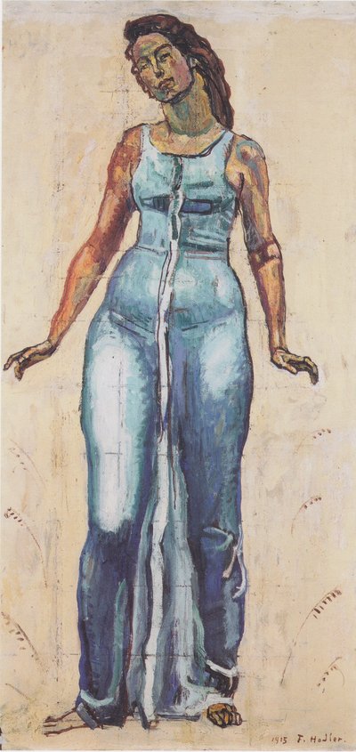 Figura femminile in piedi in abito blu da Ferdinand Hodler